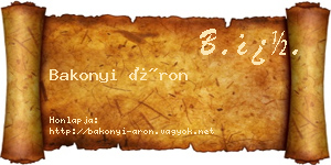 Bakonyi Áron névjegykártya